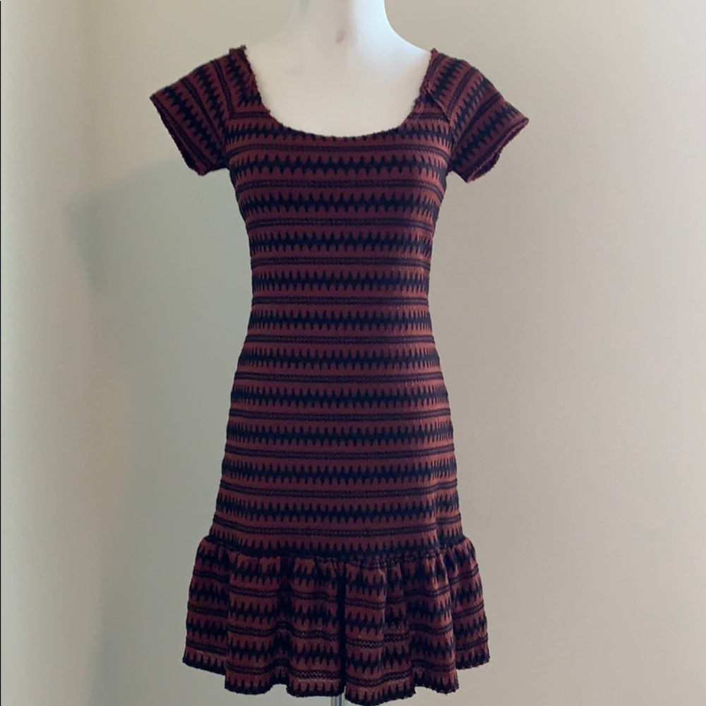 NWOT Free People Knit Short Sleeve Dresss Ruffle
